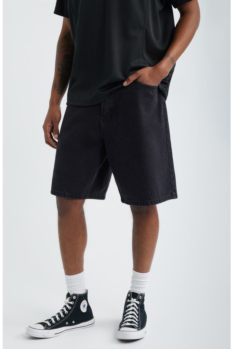 Bigwig Baggy Denim Shorts, Main, color, WASHED BLACK