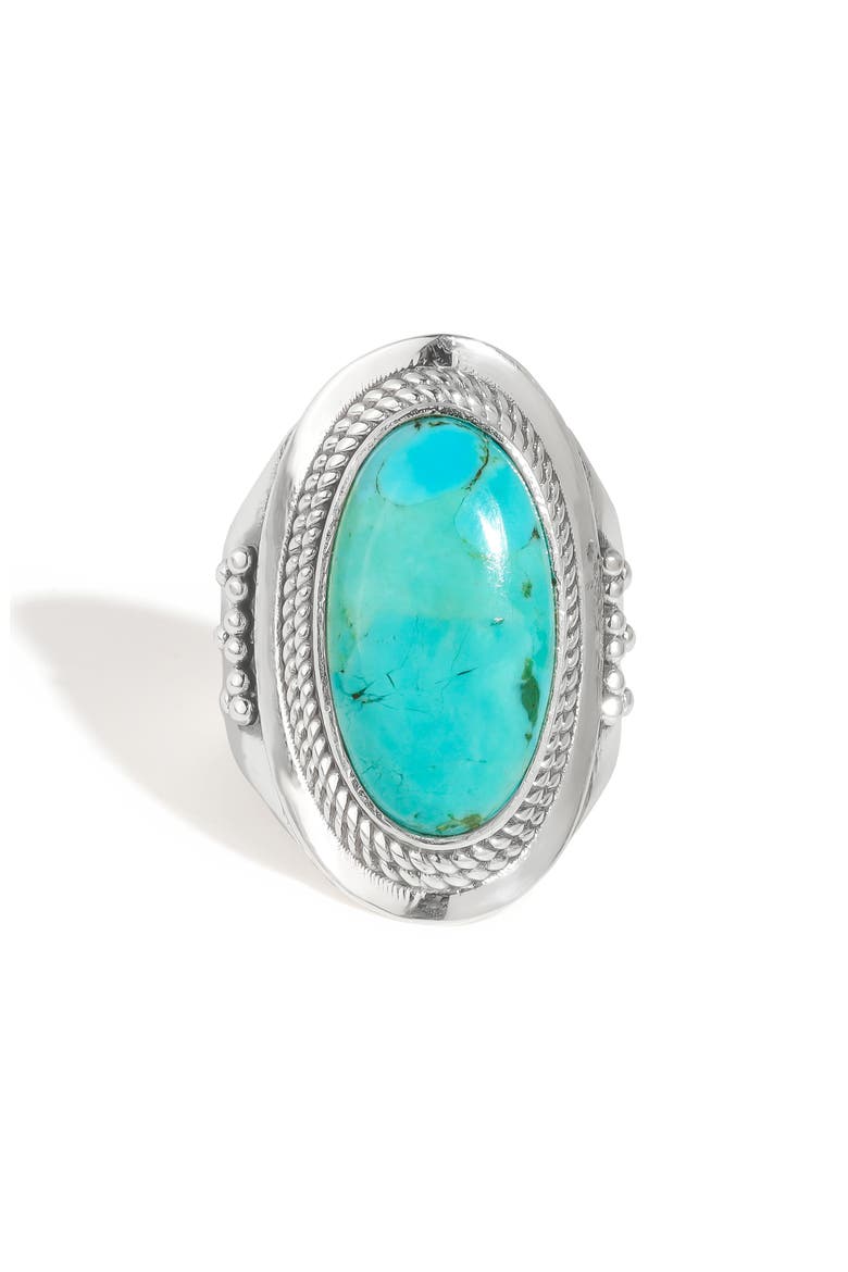 Turquoise Silver Plated Statement Ring, Alternate, color, BLUE