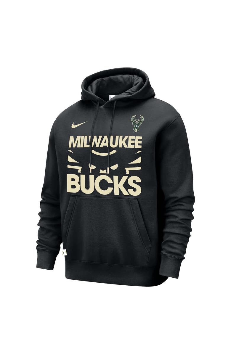 Nike Men's Nike Black Milwaukee Bucks Courtside Club Pullover Hoodie, Alternate, color, Black