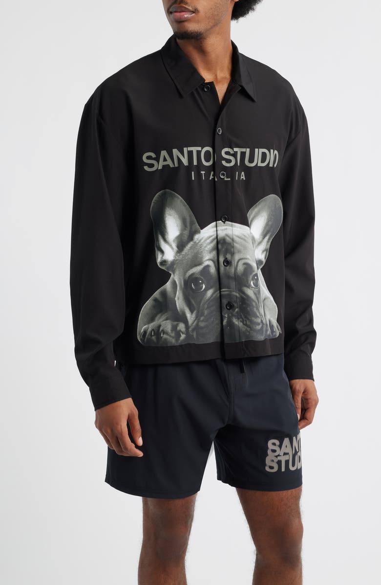 SANTO STUDIO My Dawg Button-Up Long Sleeve Shirt, Main, color, Black