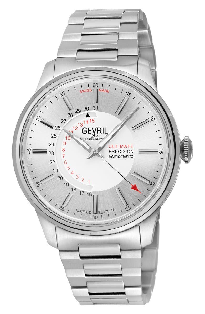 GV2 Guggenheim Swiss Automatic Bracelet Watch, 44mm, Main, color, Silver