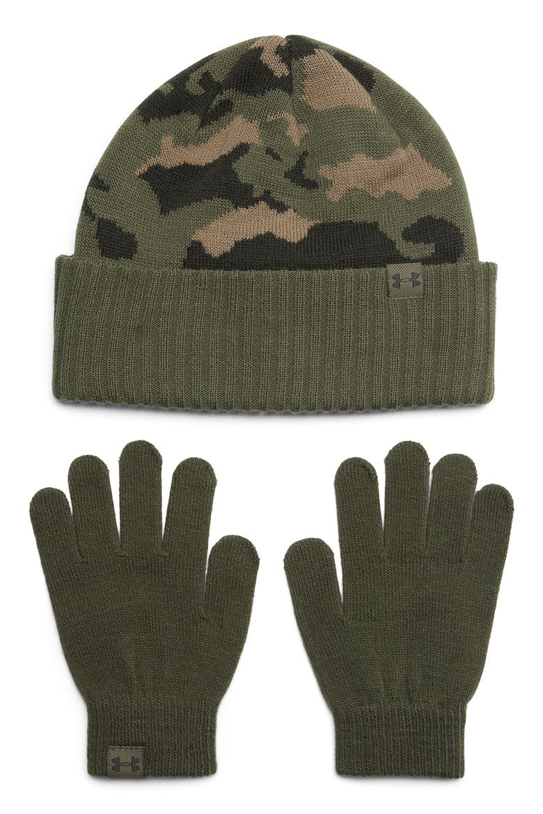 Kids' Cuffed Beanie & Glove Set, Main, color, MARINE OD GREEN