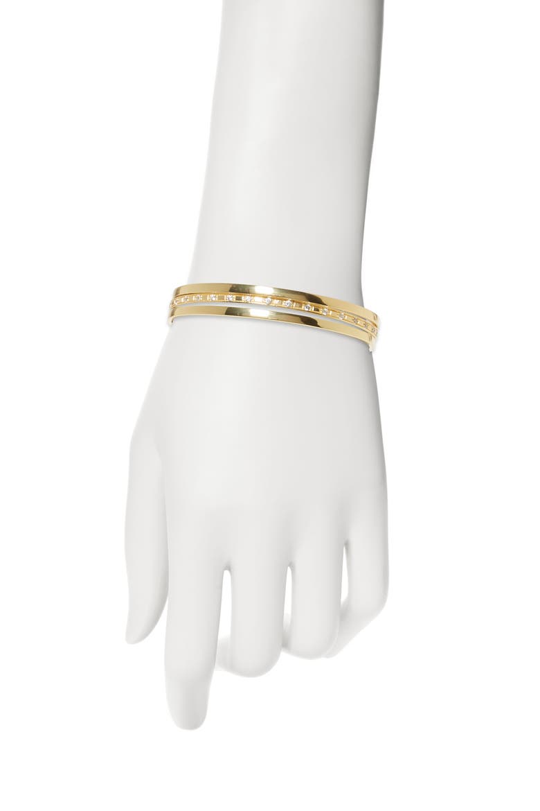 Set of 3 Bangle Bracelets, Alternate, color, GOLD/ CRYSTAL