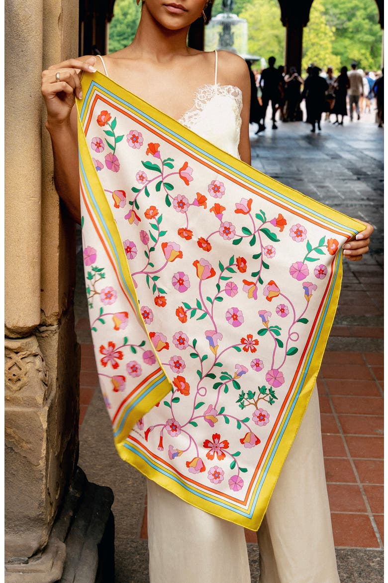 Limoncello Jardin Double Sided Silk Scarf, Alternate, color, Pink