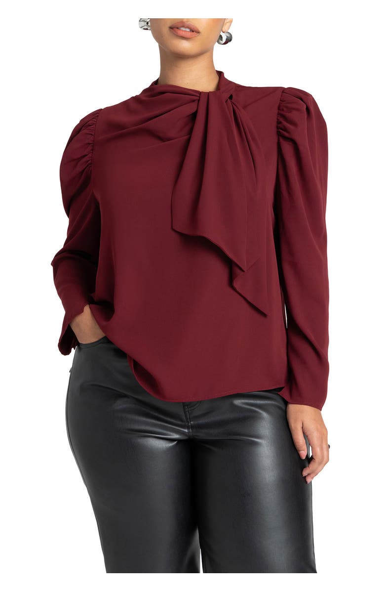 ELOQUII Drape Front Blouse, Main, color, Zinfandel