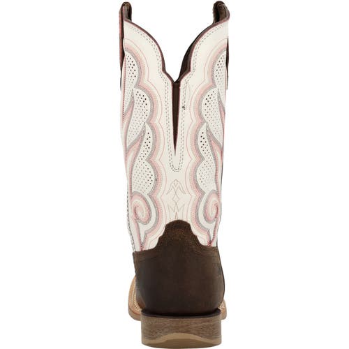 Durango White Ventilated Western Boot In Brown