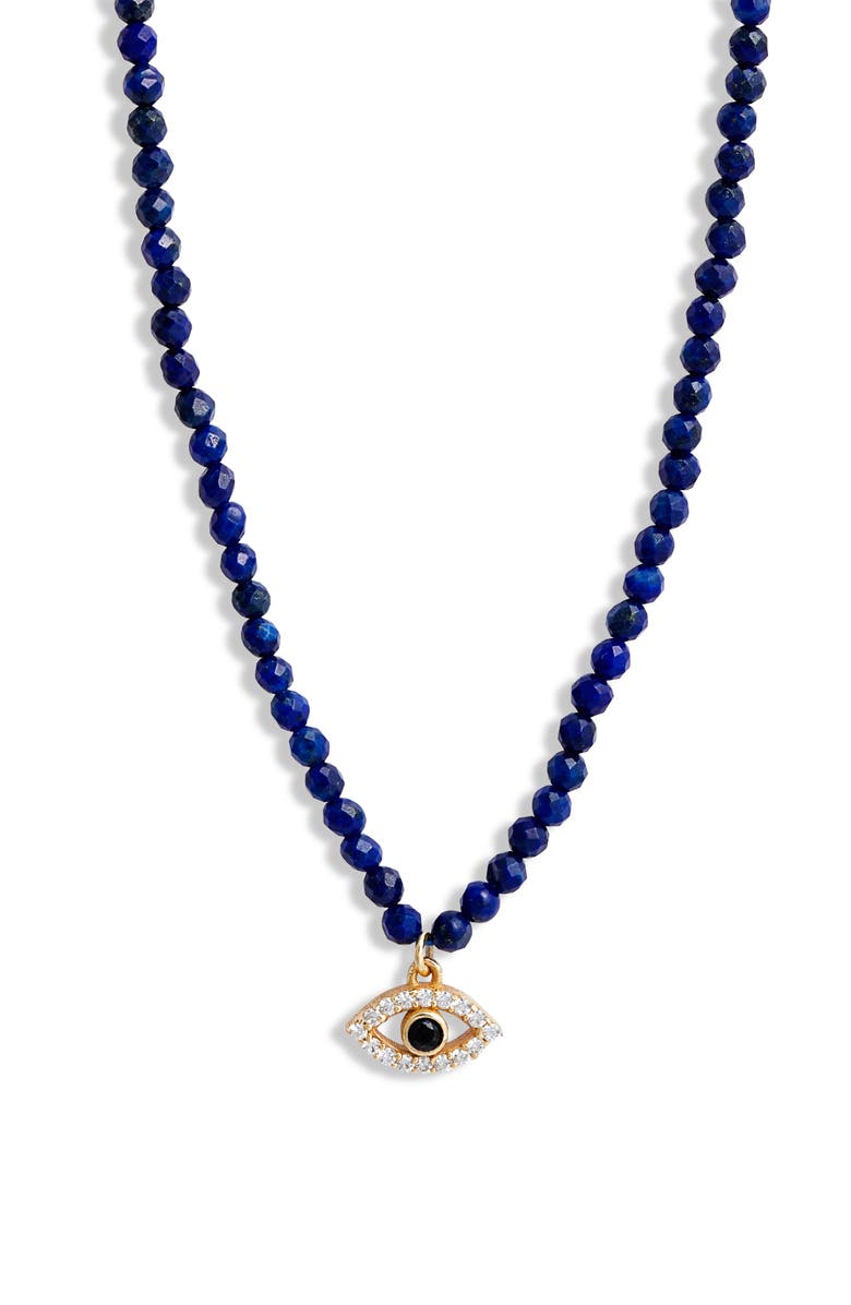 Argento Vivo Sterling Silver Evil Eye Pendant Beaded Necklace, Main, color,
