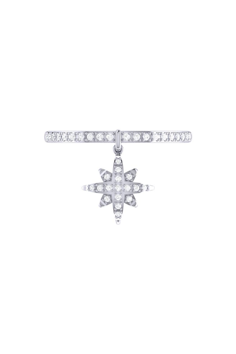North Star Sterling Silver Diamond Charm Ring, Alternate, color, Silver