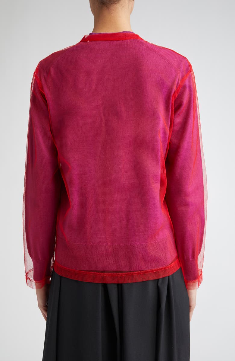 Comme des Garçons Worsted Wool Jersey & Tulle Cardigan, Alternate, color, 
