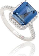 SUZY LEVIAN Blue Cubic Zirconia Halo Engagement Ring