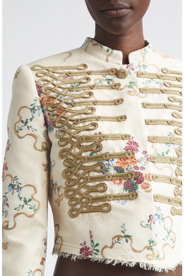 Embroidered Crop Floral Jacquard Jacket, Alternate, color, BEIGE MULTI