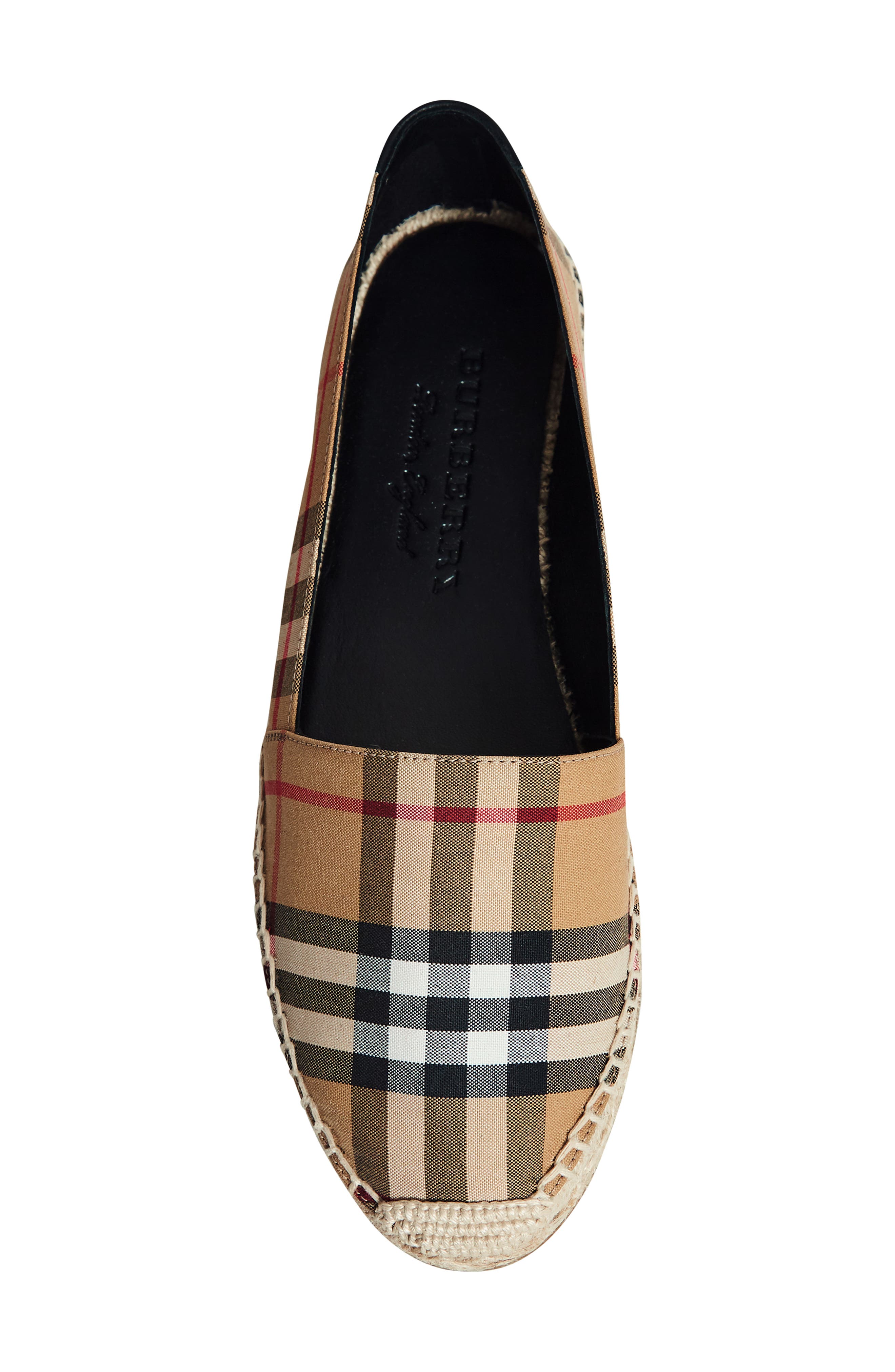 Burberry Hodgeson Check Print Espadrille Flat, Alternate, color, 