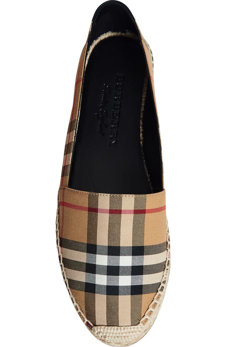 Burberry Hodgeson Check Print Espadrille Flat, Alternate, color,