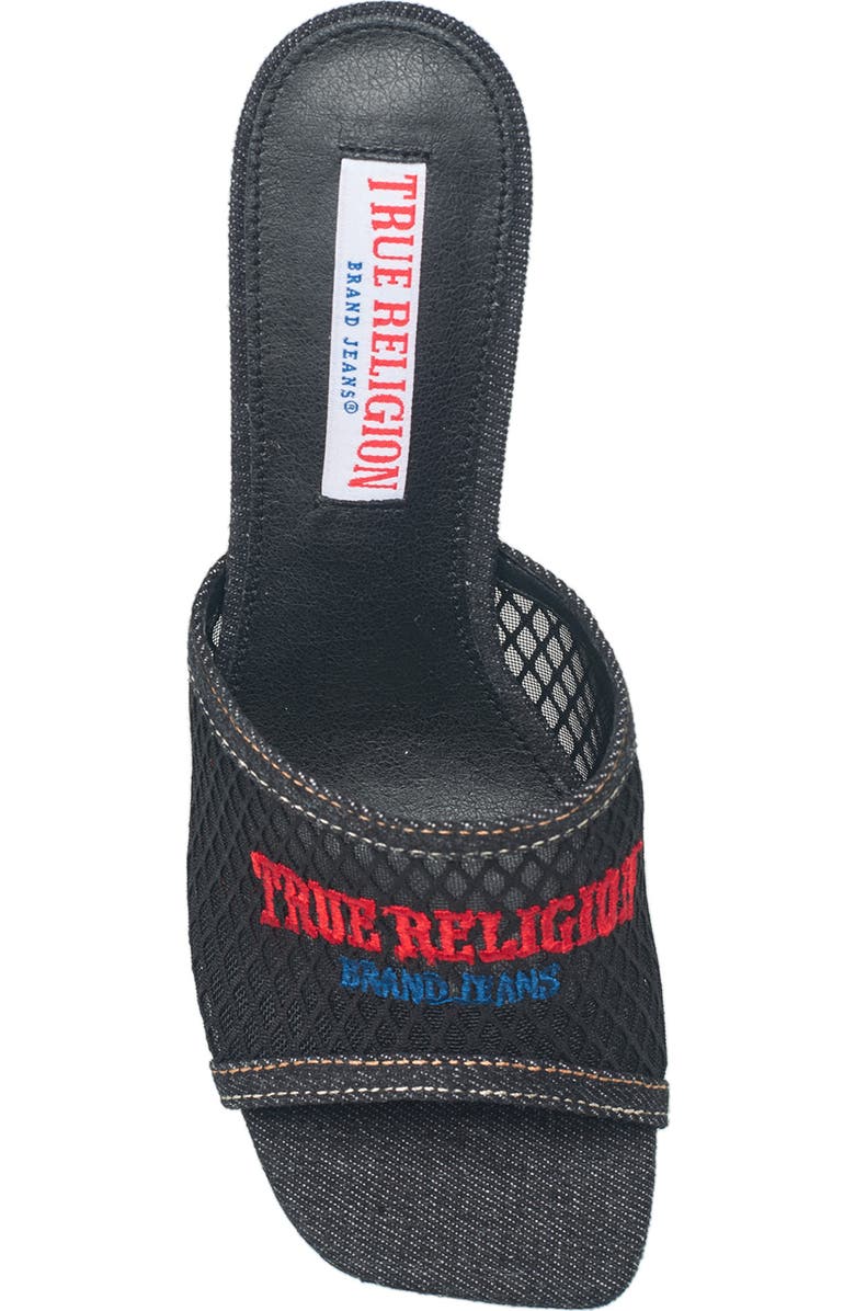 True Religion Denim Mesh Mule Heel, Alternate, color, Black