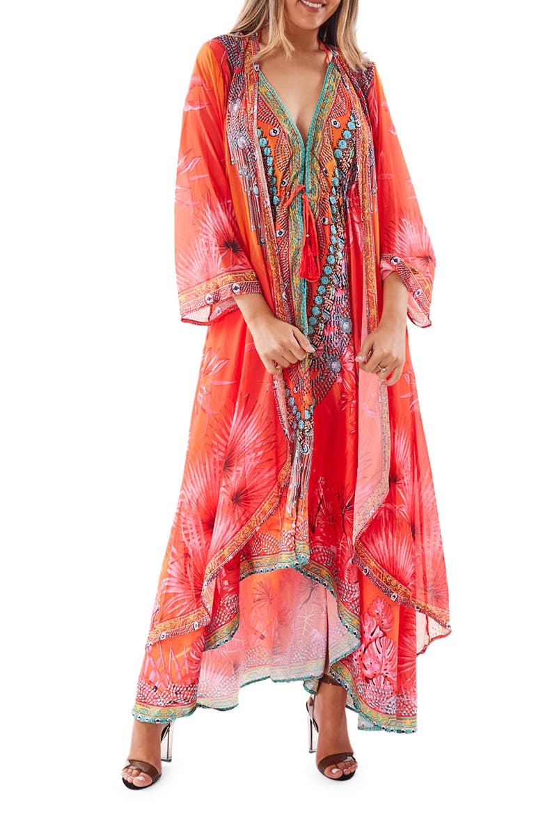 Bright Orange Tropical Duster, Main, color, ORANGE