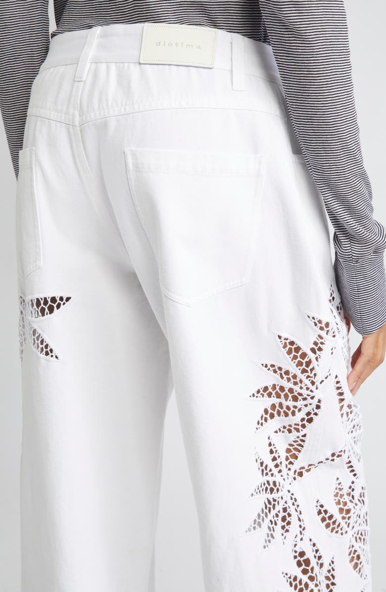 Diotima Stulla Lace Panel Wide Leg Jeans, Alternate, color, White