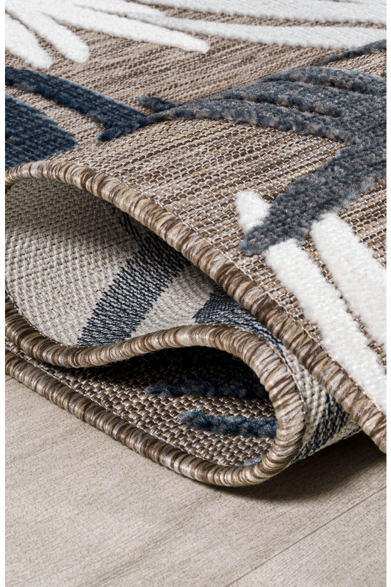 Montego High-Low Tropical Palm Indoor/Outdoor Area Rug, Alternate, color, Brown/Navy/Ivory