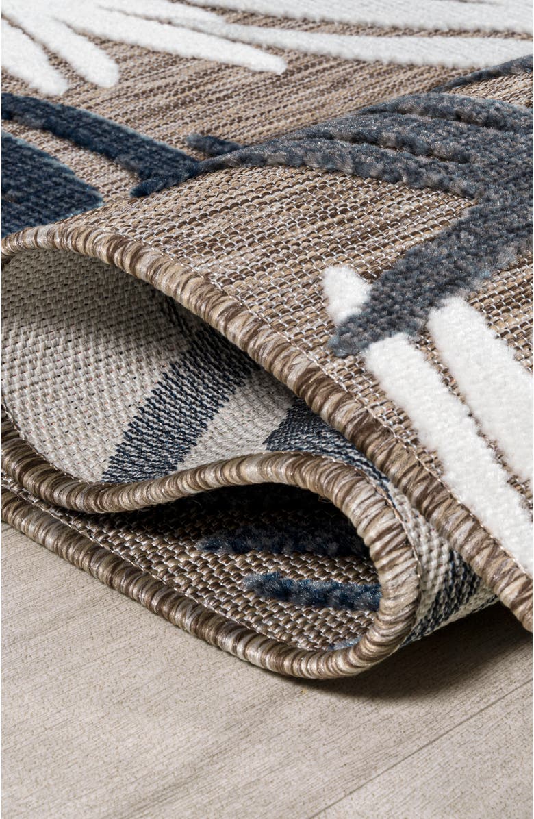 JONATHAN Y Montego High-Low Tropical Palm Indoor/Outdoor Area Rug, Alternate, color, Brown/Navy/Ivory
