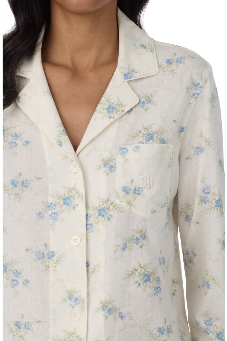 Print Cotton Blend Pajamas, Alternate, color, BLUE FLORAL
