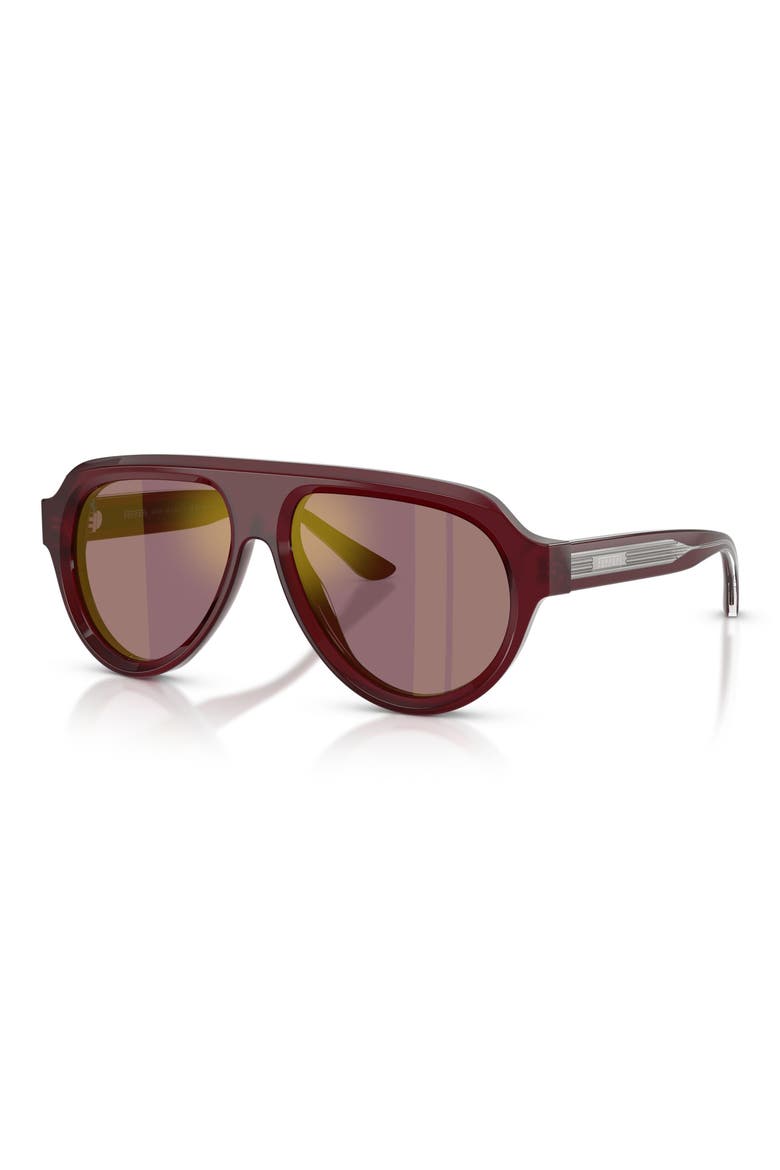56mm Polarized Mirrored Pilot Sunglasses, Alternate, color, OPAL RED / POLAR VIOLET GOLD