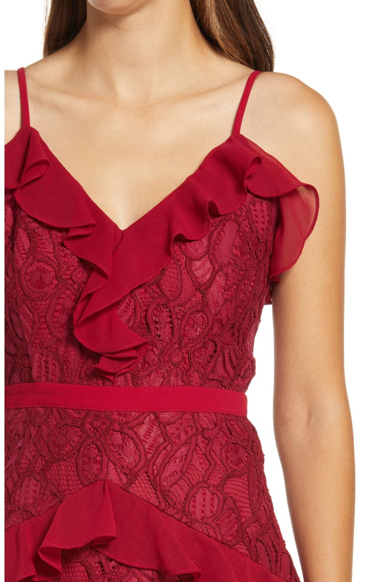 Enslie Embroidered Lace Dress, Alternate, color, CHERRY