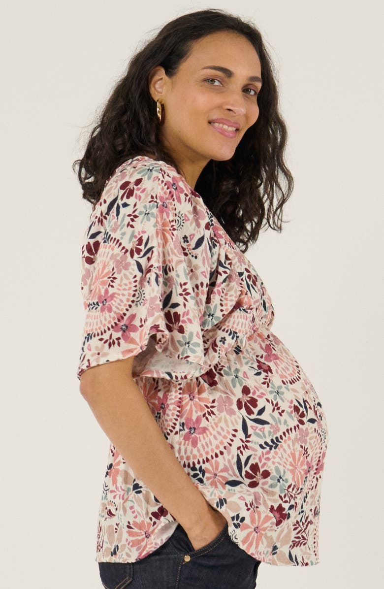 Cache Coeur Maternity and Nursing Butterfly Sleeve Blouse Bella, Alternate, color, Multicolor