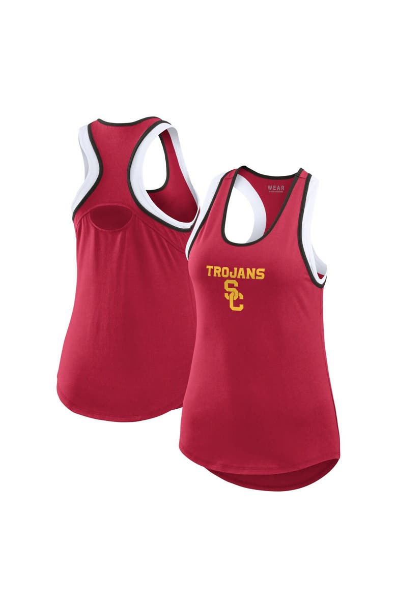 WEAR by Erin Andrews Women's WEAR by Erin Andrews Cardinal USC Trojans Open Hole Razorback Tank Top, Alternate, color, 