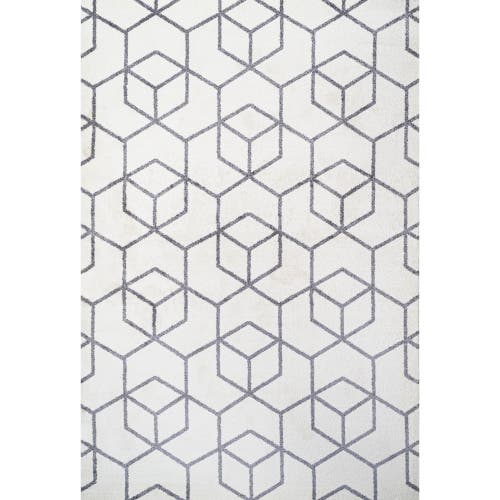 Jonathan Y Tumbling Blocks Modern Geometric Area Rug In White/gray