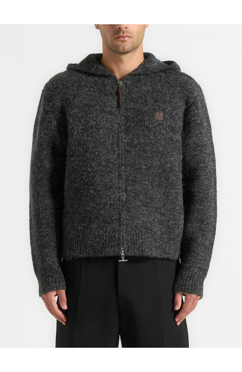 Manière De Voir Billie Unisex Brushed Wool Zip Hoodie, Alternate, color, Grey