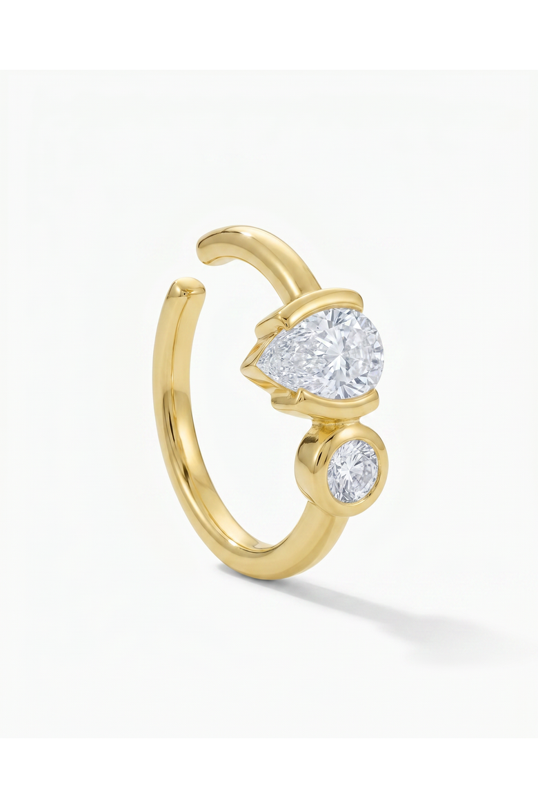 Lab Grown Diamond Pear X Solitaire Ear Cuff 14K, Main, color, 14K Gold