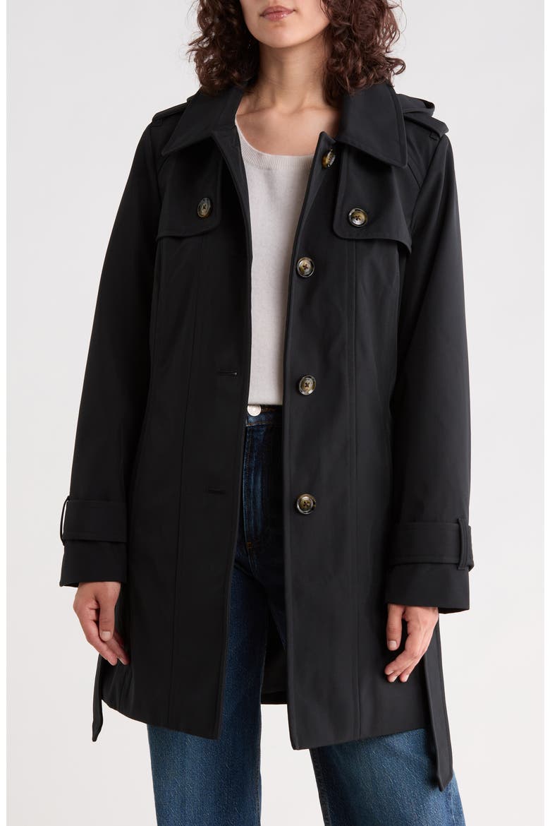 Hooded Trench Coat, Alternate, color, BLACK