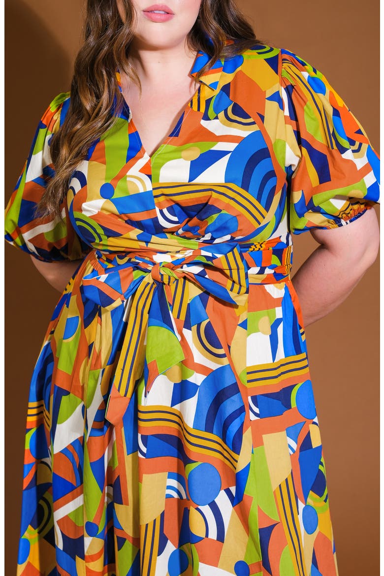 Printed Tie Waist Tiered Maxi Dress, Alternate, color, BLUE RUST