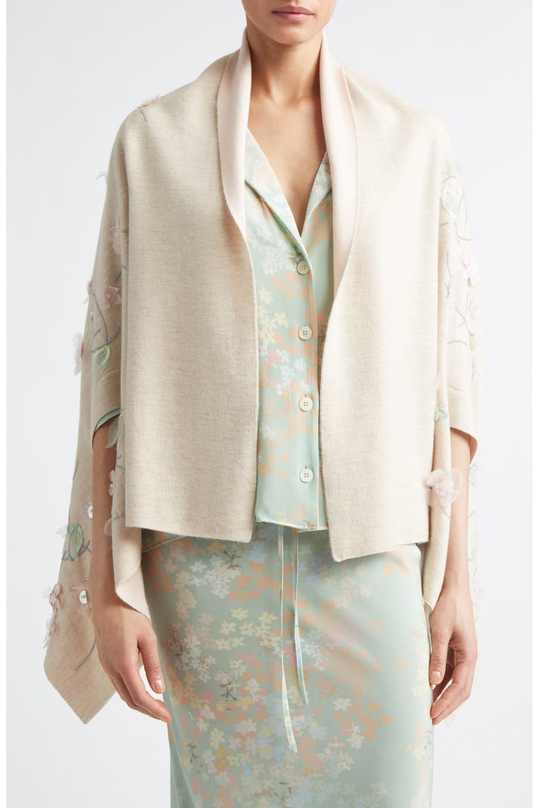 Shirene Embroidered Shawl, Main, color, DOUBLEFACE BEIGE PALE PINK