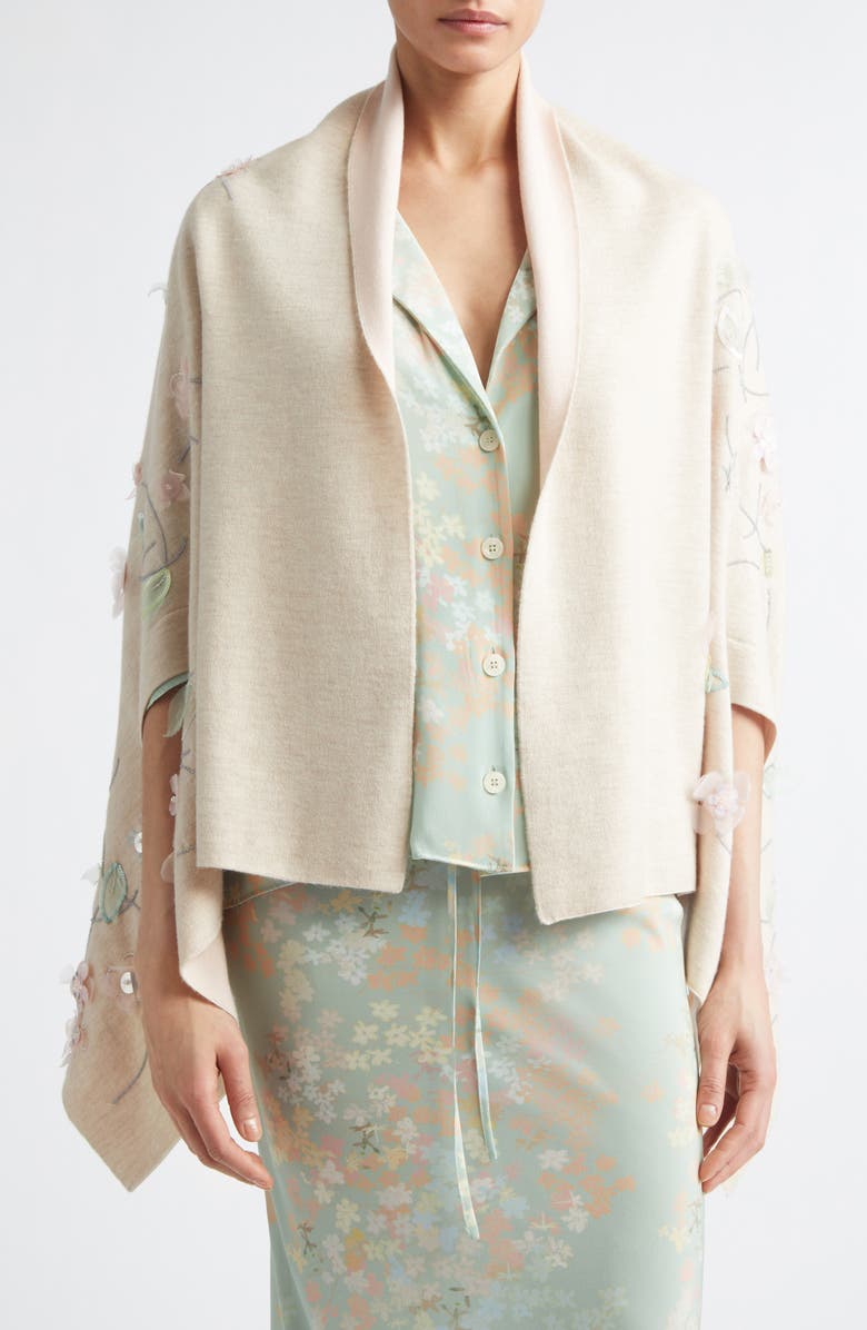 BERNADETTE Shirene Embroidered Shawl, Main, color, Doubleface Beige Pale Pink