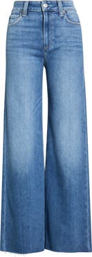 PAIGE Anessa Raw Hem Wide Leg Jeans