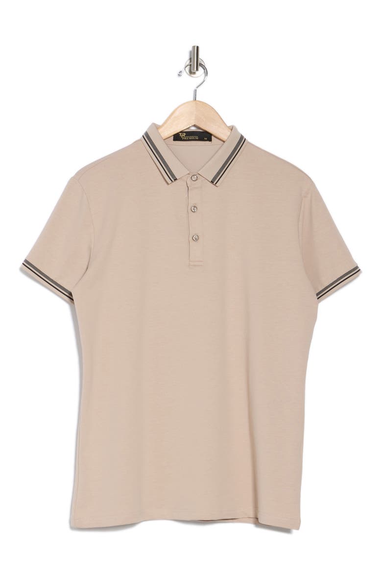 Slim Fit Stretch Cotton Knit Polo, Alternate, color, STONE