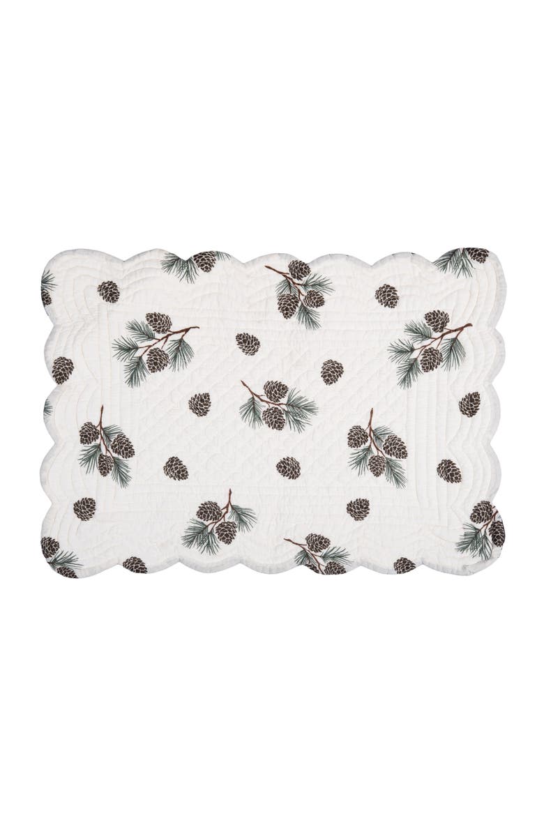C&F Home Greenstone Pines Scalloped Placemats Set of 6 Black Bear Moose, 13" x 19", Alternate, color, Green