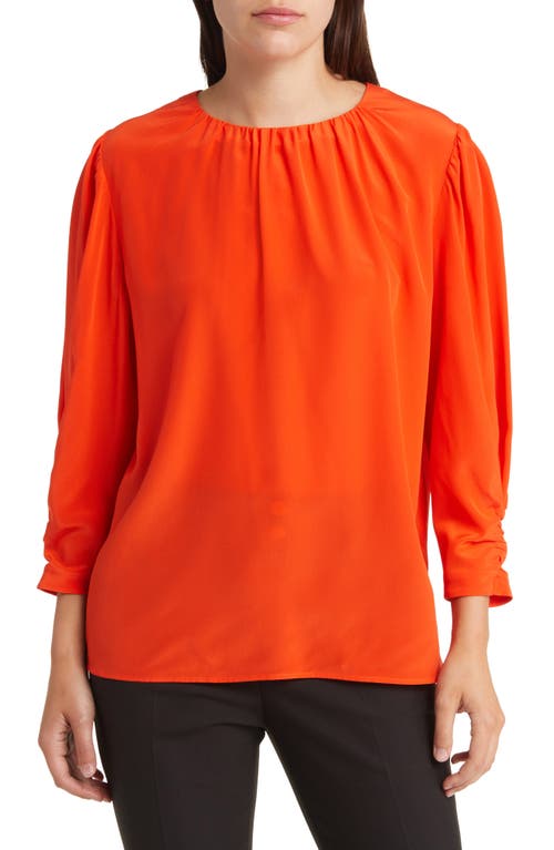 Hugo Boss Bagana Silk Blouse In Orange