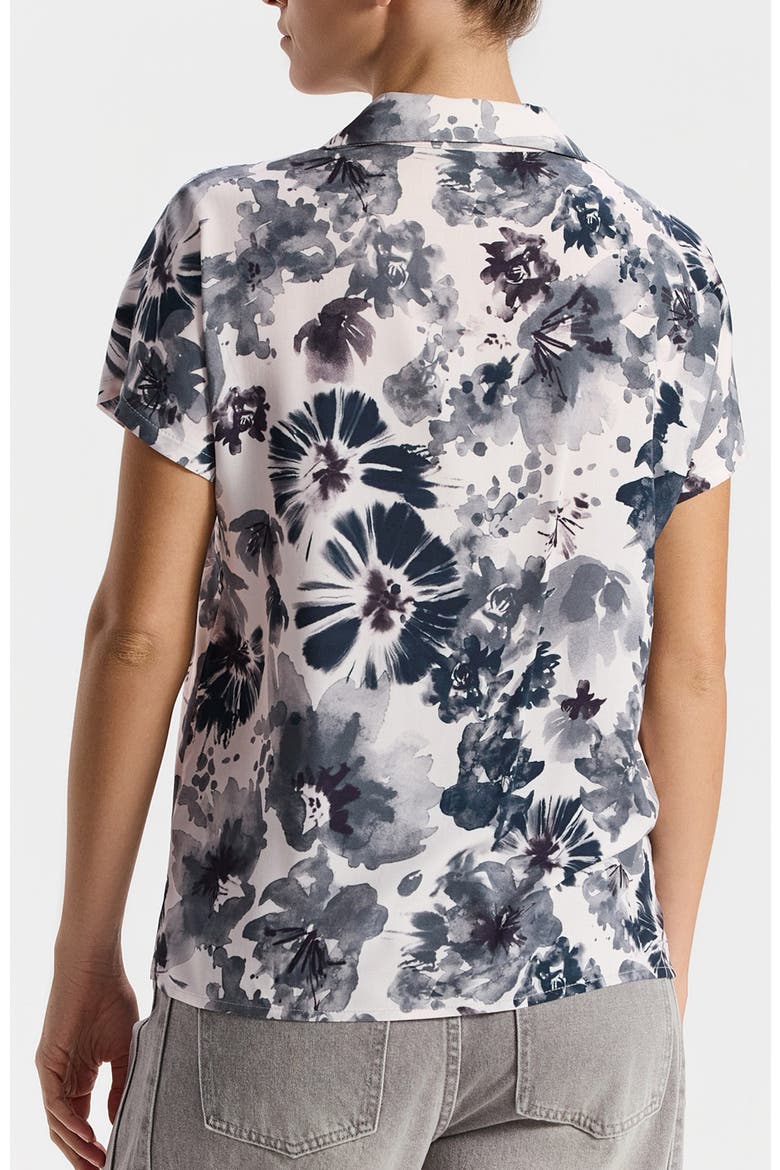 Marina Short-Sleeved Collared Floral Shirt, Alternate, color, Blue Floral Print