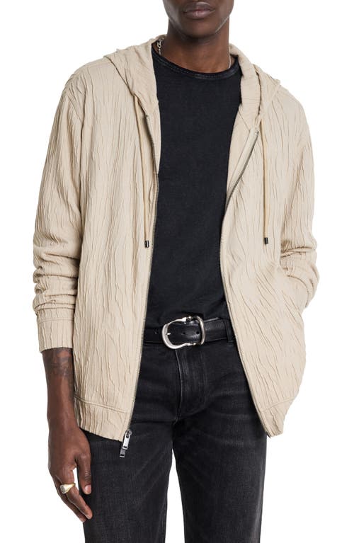 John Varvatos Ishan Crinkle Zip Front Hoodie In Fossil Grey