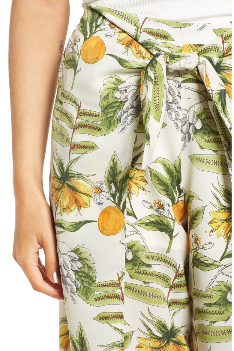 Limonada Citrus Print Split Culottes, Alternate, color, IVORY/ YELLOW
