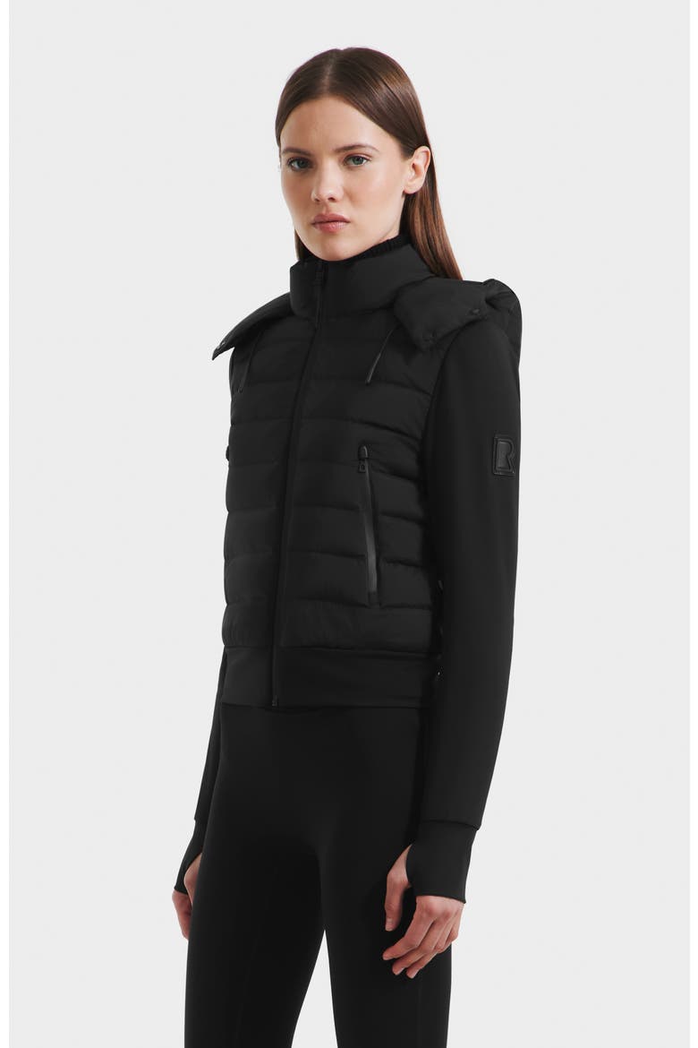 Cassa Light Down & Neoprene Crop Jacket, Alternate, color, Black