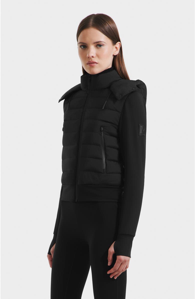 Rudsak Cassa Light Down & Neoprene Crop Jacket, Alternate, color, Black