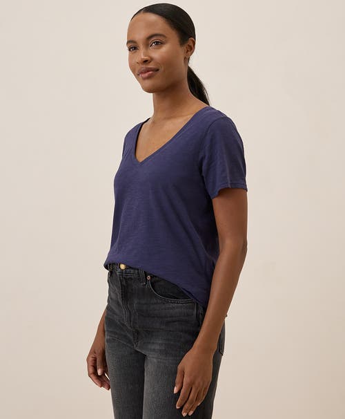 Pact Organic Cotton Featherweight Slub V-neck Tee In Eclipse