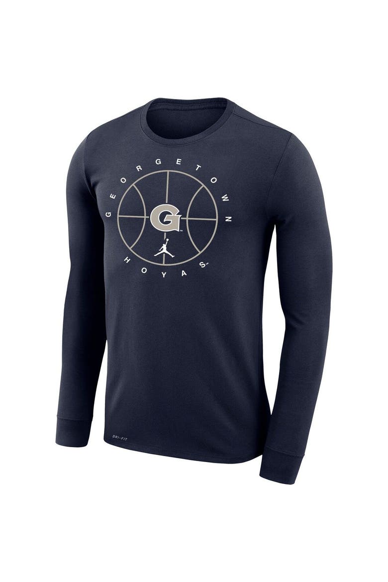 Men's Jordan Brand Navy Georgetown Hoyas Basketball Icon Legend Performance Long Sleeve T-Shirt, Alternate, color, Navy