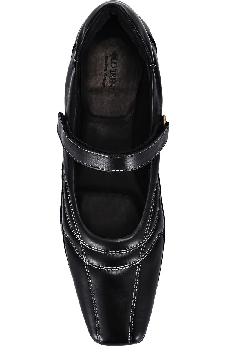 OLD TREND Folk Genuine Leather Artisanal Contrast Stitch Mary Jane Heel, Alternate, color, Black