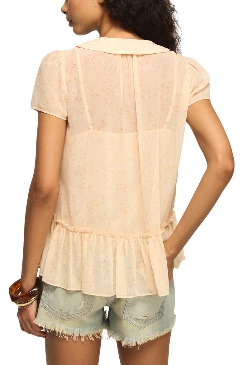 Smocked Ruffle Hem Top, Alternate, color, PEACH FLORAL