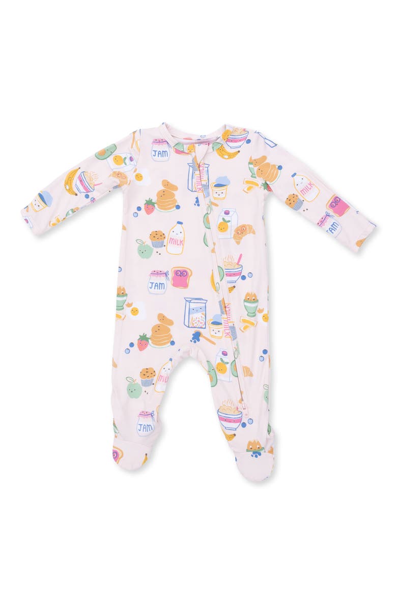 Kids' Breakfast Club Two Way Zip Footie, Main, color, PINK