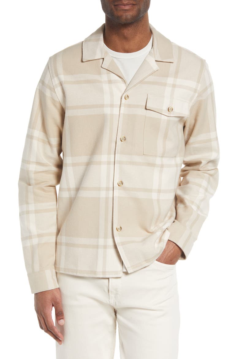 Men's Joe Plaid Cotton Flannel Button-Up Shirt, Alternate, color, DARK SAND/ IVORY