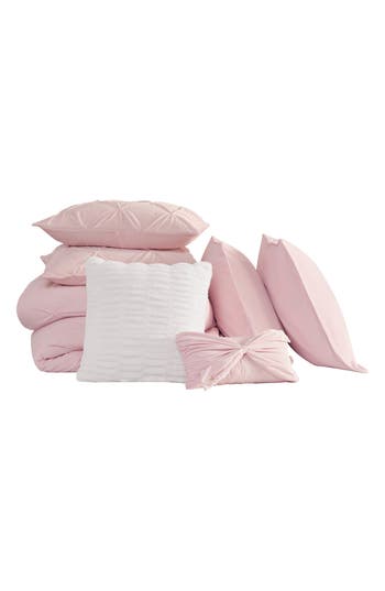 Juicy Couture Kiss 5-piece Pleat Plush Comforter Set In Pale Pink